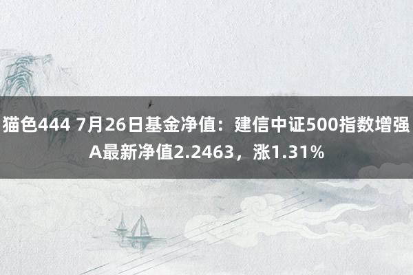 猫色444 7月26日基金净值：建信中证500指数增强A最新净值2.2463，涨1.31%