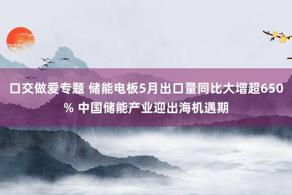 口交做爱专题 储能电板5月出口量同比大增超650% 中国储能产业迎出海机遇期