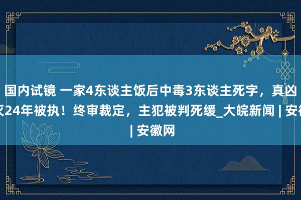 国内试镜 一家4东谈主饭后中毒3东谈主死字，真凶澌灭24年被执！终审裁定，主犯被判死缓_大皖新闻 | 安徽网