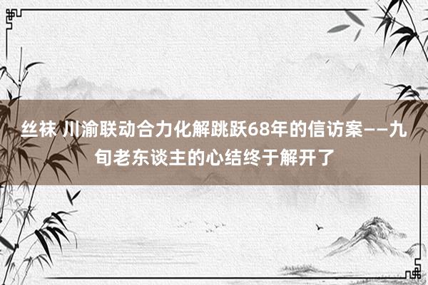 丝袜 川渝联动合力化解跳跃68年的信访案——九旬老东谈主的心结终于解开了