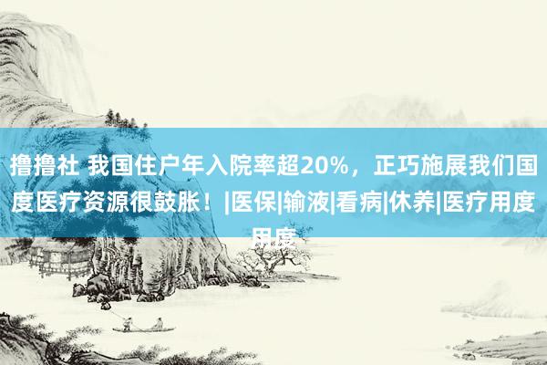 撸撸社 我国住户年入院率超20%，正巧施展我们国度医疗资源很鼓胀！|医保|输液|看病|休养|医疗用度