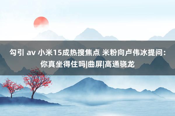 勾引 av 小米15成热搜焦点 米粉向卢伟冰提问：你真坐得住吗|曲屏|高通骁龙